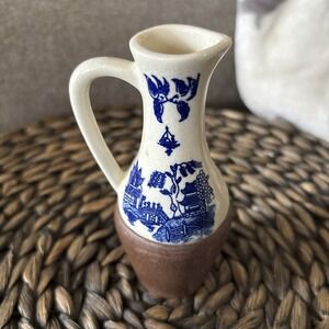 Vintage Ceramics Oiler Decor Kitchen Hand painted Earthenware Vase Base Wood 5"